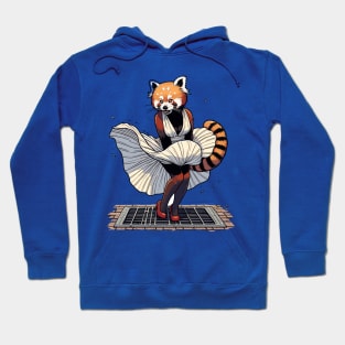 Red panda Elegance – The Iconic Fluttering Dress Illustration Hoodie